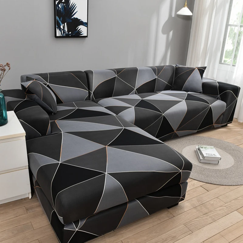 Elastic Sofa Cover Stretch Sectional Corner Couch Universal For Living Room 1/2/3/4 Slipcover L Shaped need buy 2pcs | Дом и сад