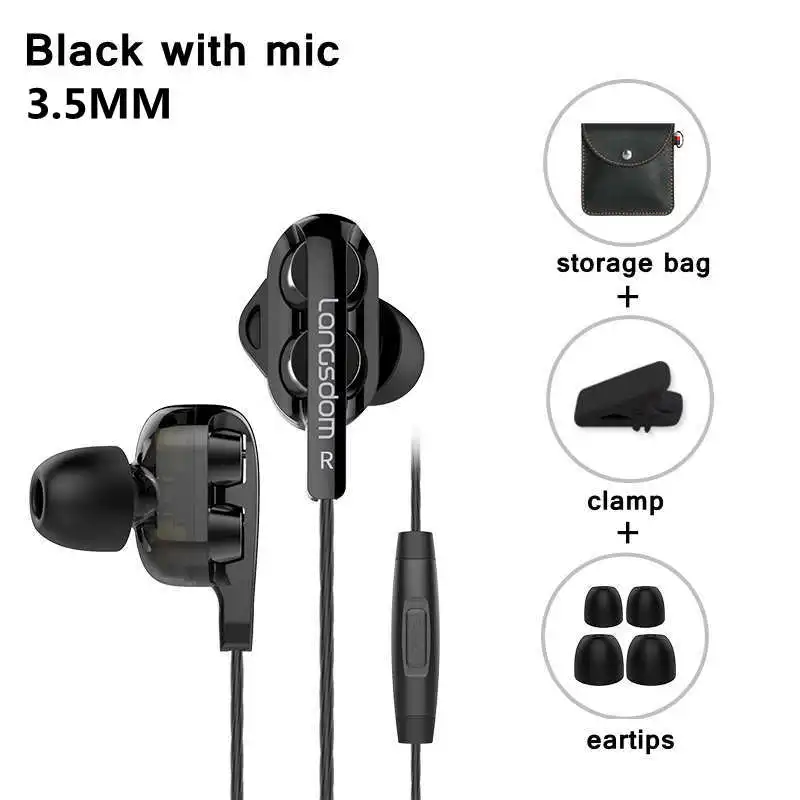Black with mic Бренд Langsdom D4C наушники проводные Hifi наушники вкладыши для телефона Xiaomi huawei meizu type c Ушные телефоны - Цвет: Black with mic