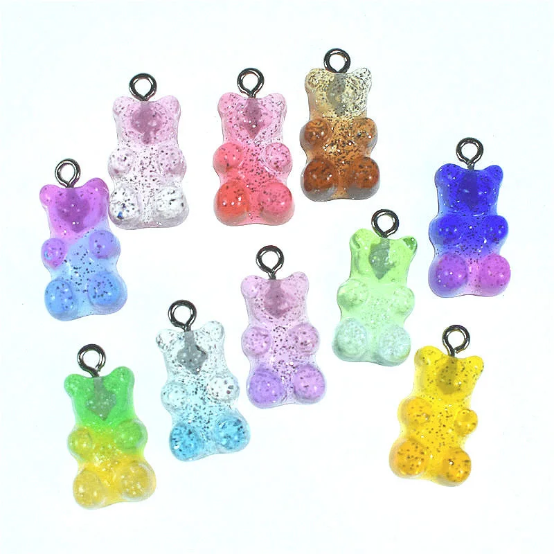 

10/50Pcs Crystal Candy Bear Pendant Charms for Necklace Bracelet Earrings Jewelry Making Diy Findings Bears Christmas Gift Resin