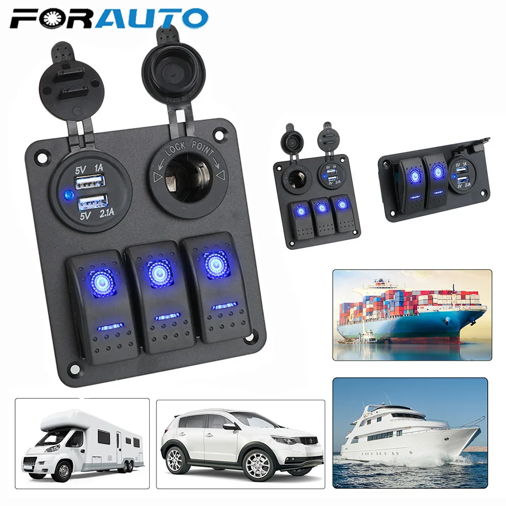 12/24 В 2/3 Комплект лодка автомобиль переключатель панель управления цепью синий