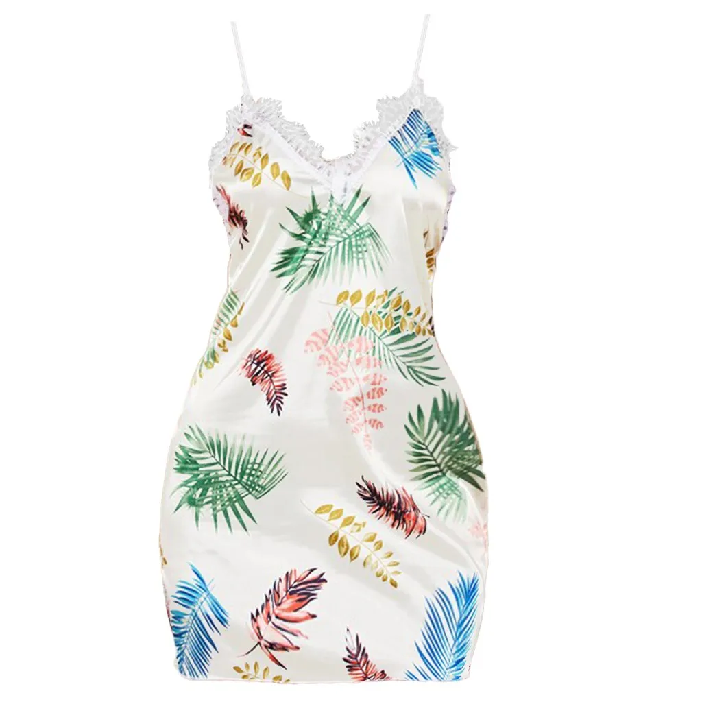 

sexy sleepwear lingerie Women pajamas sleep tops Satin Lace Trim Silk Cross Belt Backless Sleepwear