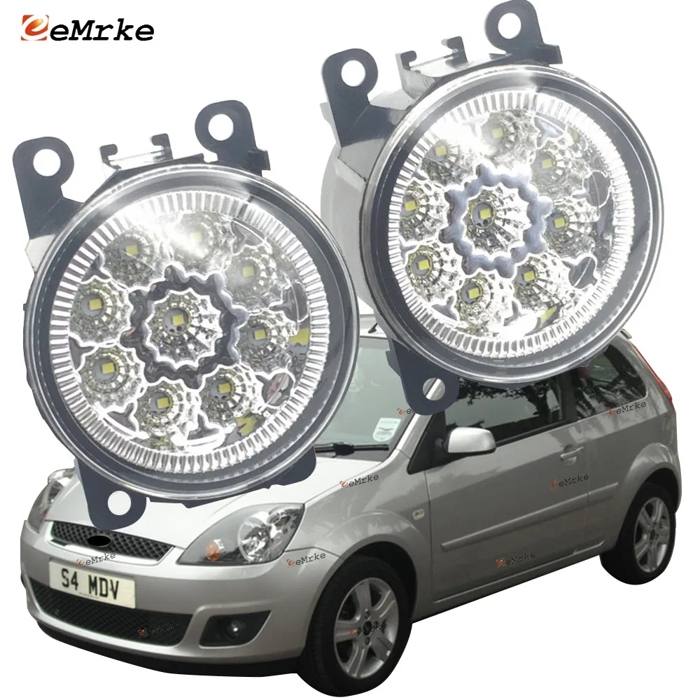 

2PCS Car-Styling Front Foglight Lamp for Ford Fiesta 2001-2008/Fusion 2001-2010 2011 2012 CBK 9-Pieces Led Fog Lights H11 DRL