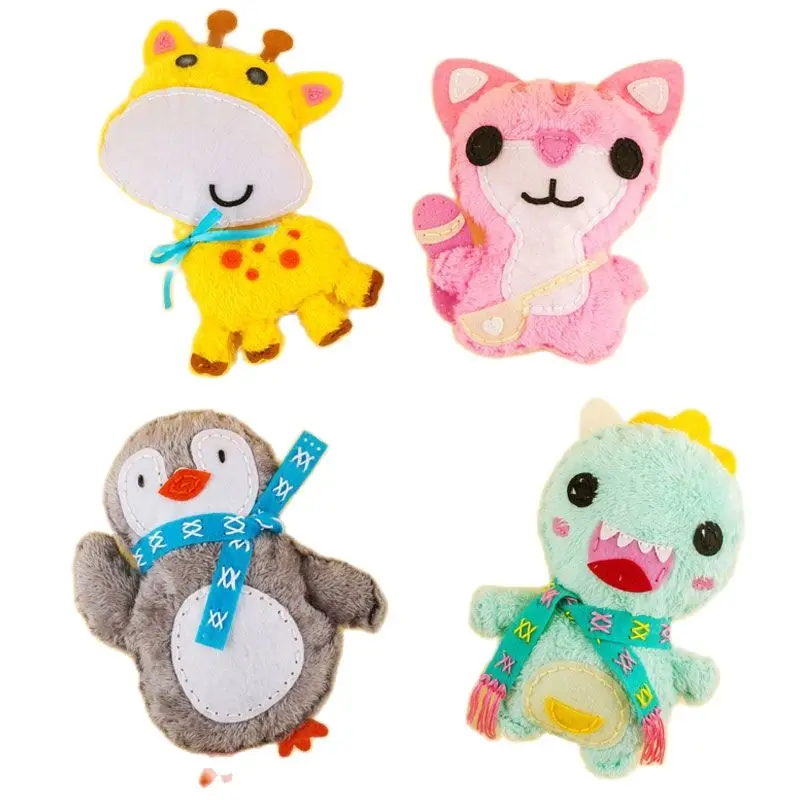 

4 Types Sewing Kit DIY Animal Stuffed Plush Toys Cute Penguin Giraffe Stuffed Soft Doll Cushion Sofa Pillow Gifts Xmas Gift