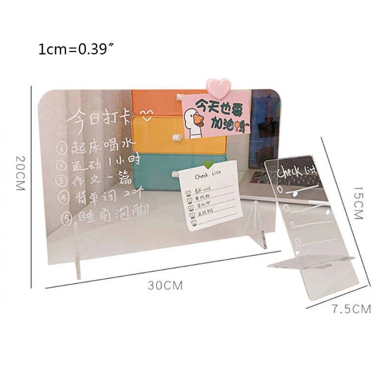 

G92E Transparent Acrylic Erasable Message Board 2 in 1 Multifunctional Phone Holder Writingboard Office School Stationery