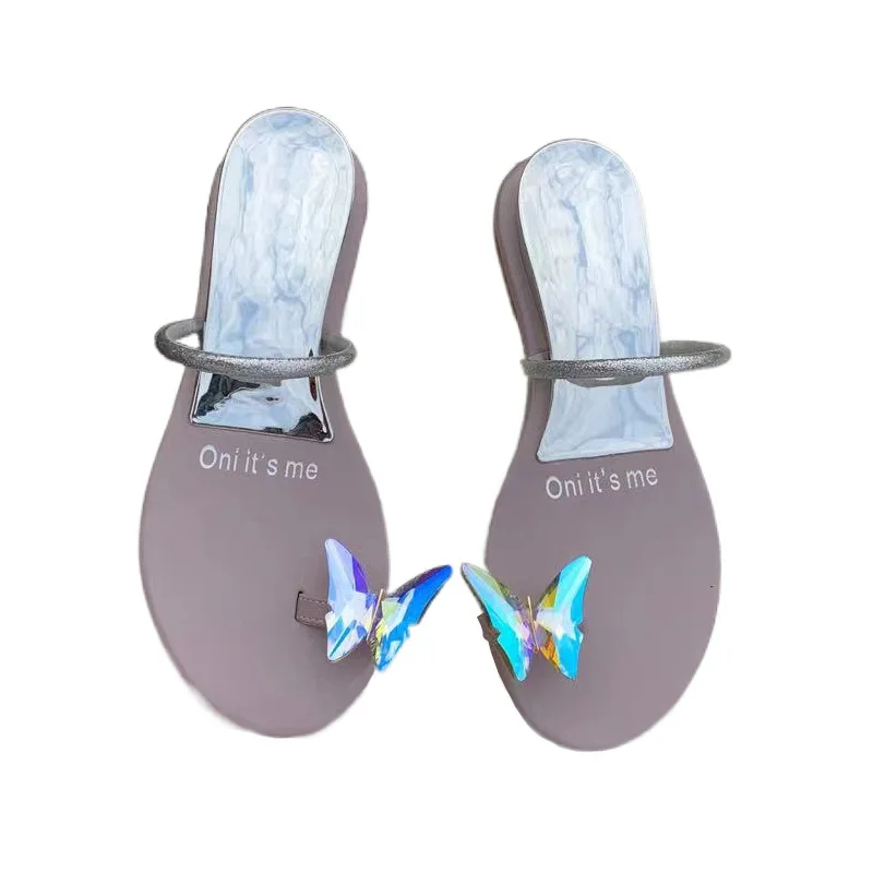 

Rubber Flip Flops Female Shoes Glitter Slides On A Wedge Ladies' Slippers Low Fashion Summer Clogs Woman Increased Internal Butt