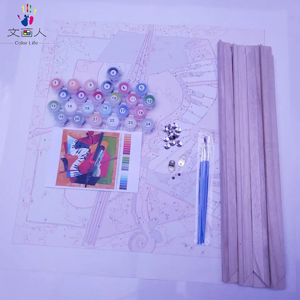 DIY colorings pictures by numbers with colors Square yellow sponge picture drawing painting framed Home | Дом и сад