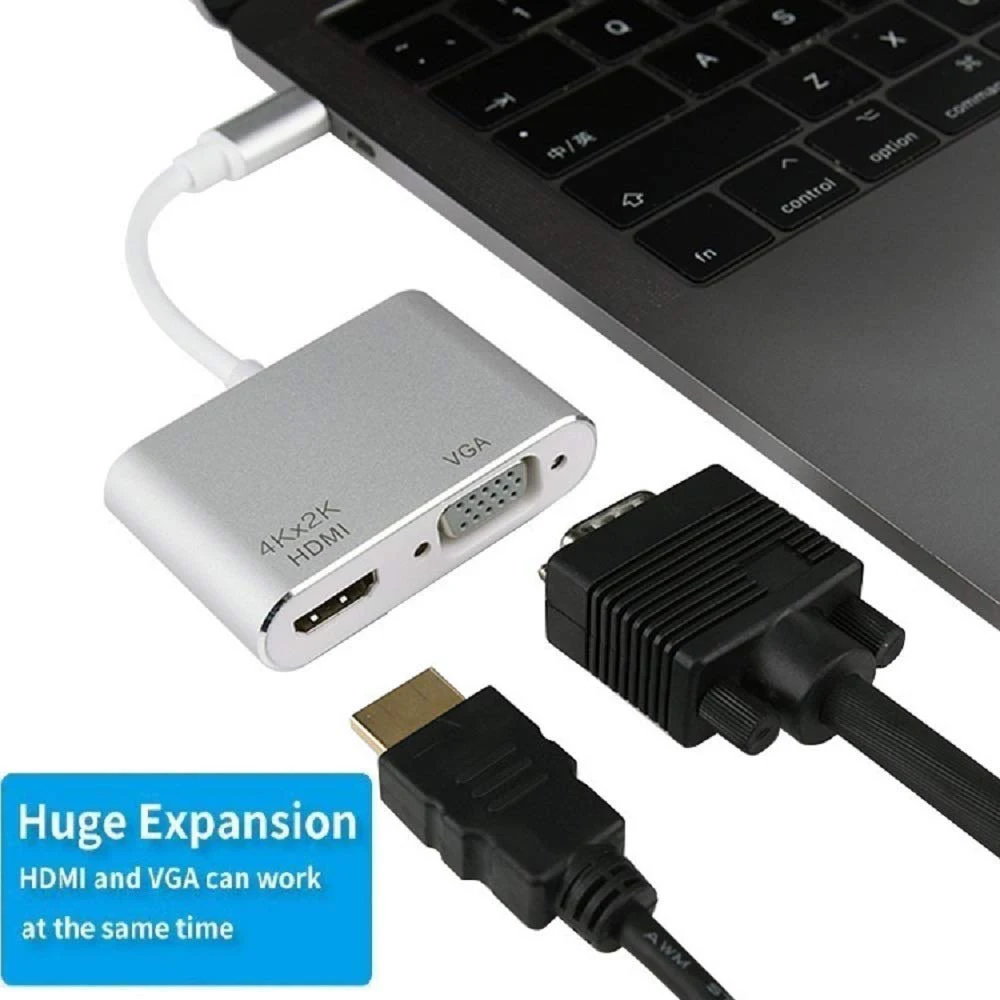 Фото USB 3 1 типа C на HDMI VGA адаптер кабель-Переходник 4K 2 в Мини-преобразователь для 2018 iPad USB 3 1 типа C на HDMI VGA адаптер кабель-Переходник 4K 2 в Мини-преобразователь для 2018 iPad