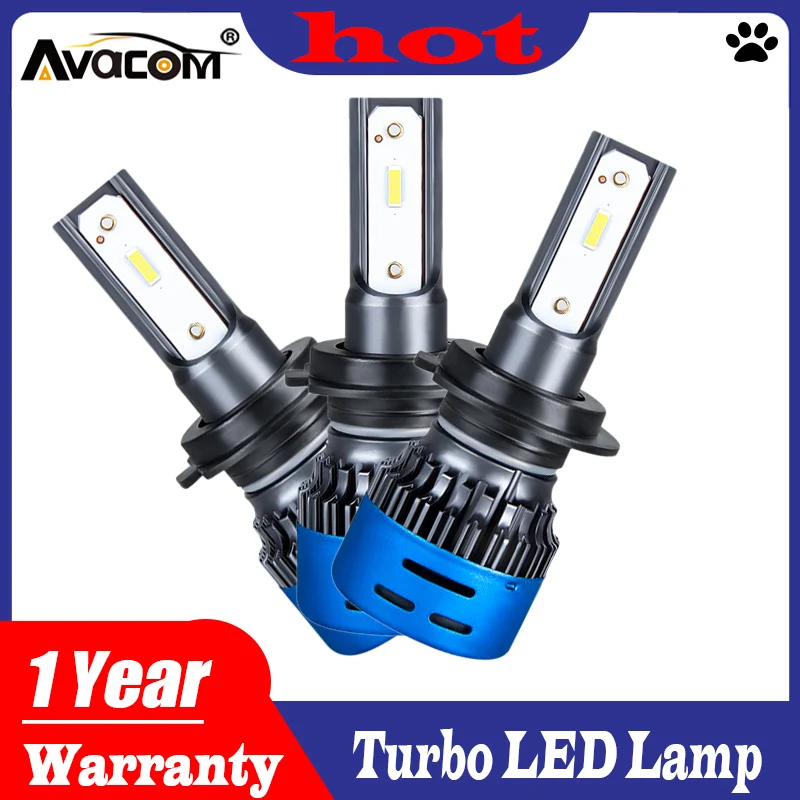Avacom 2 шт. H7 светодиодный H4 H11 мини автомобильный фонарь H1 Turbo для авто 12 в 24 6000 К 40 Вт