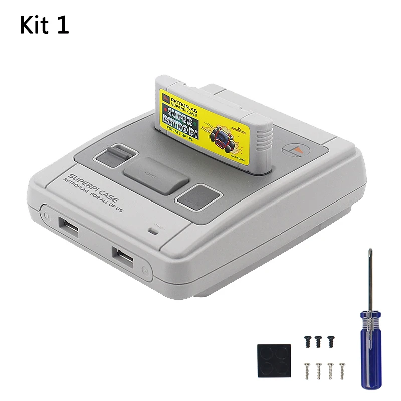 Kit 1 Retroflag SUPERPI CASE-J Raspberry Pi 3 Model B+/B NESPI ABS коробка для RetroPie 32 Гб SD карты геймпады адаптер питания - Цвет: Kit 1