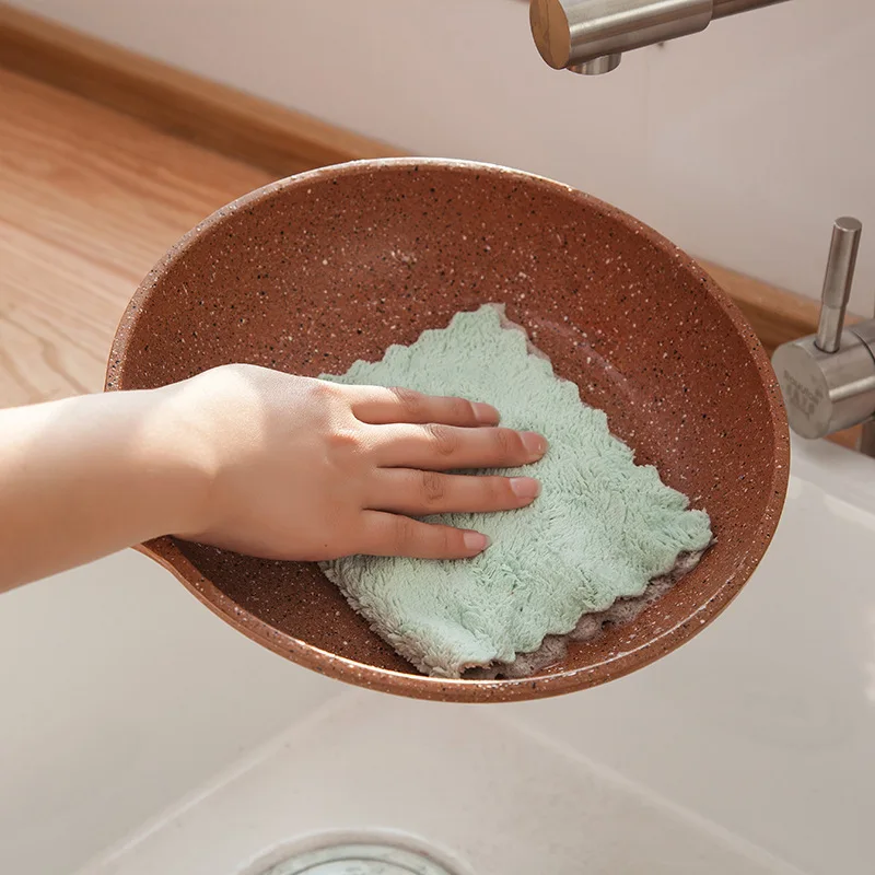 6 шт. Простая цветная Двусторонняя прочная салфетка для мытья посуды без осени Mao