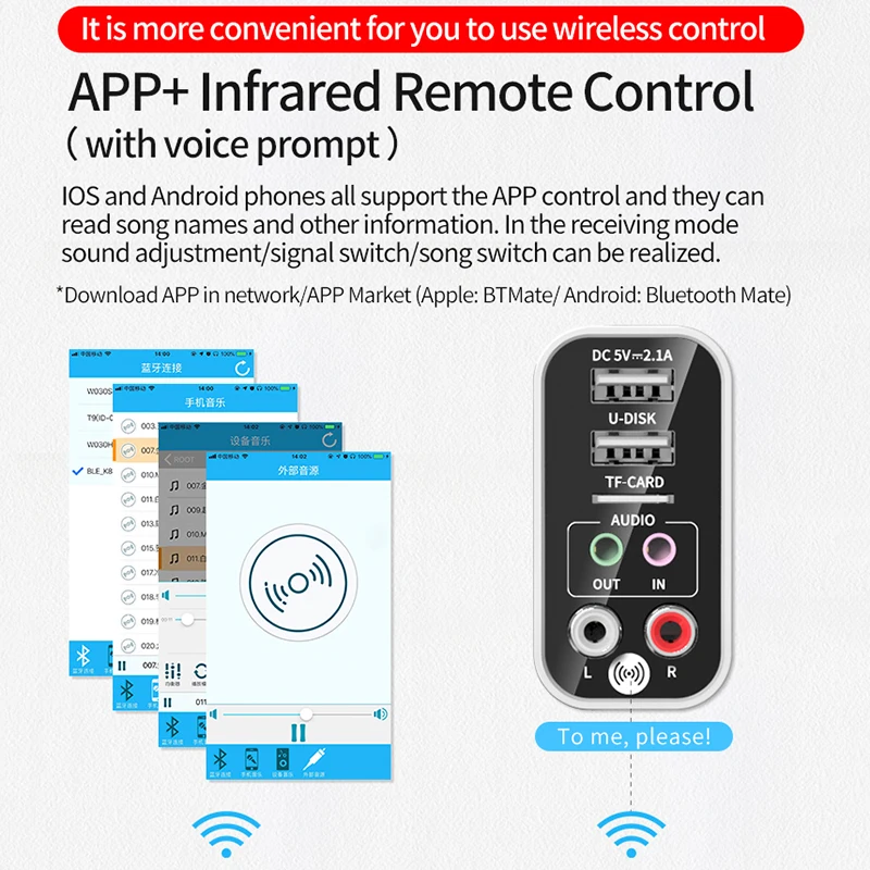 Bluetooth 5 0 приемник аудиопередатчика с европейской и американской вилкой QC2.0