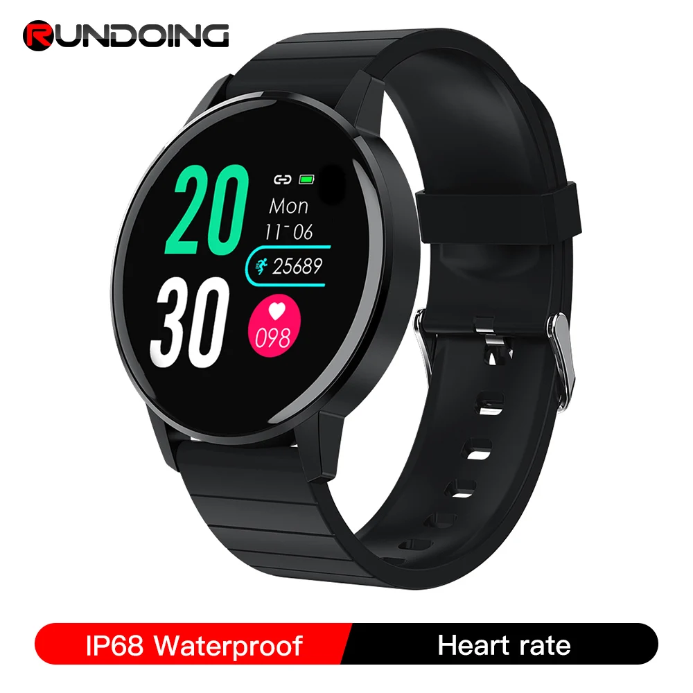 RUNDOING S4 женщины умные часы мужчины HD Полный сенсорный экран ЧСС Монитор