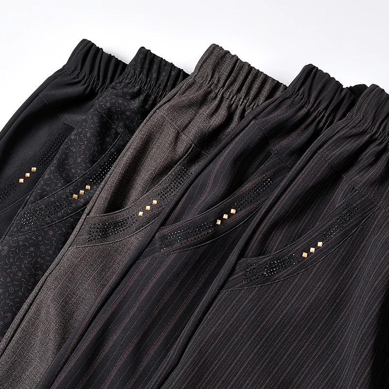 Office Lady Black stripe Suit Pants Women High Waist Solid Long Trousers Fashion Pockets Pantalones Plus Size | Женская одежда