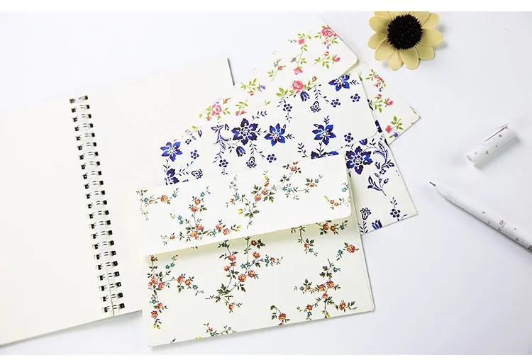 

10Pcs/set Paper Envelopes for Letters Elegant Retro Cherry Blossom Rose Mailers Packaging Writing Handmade