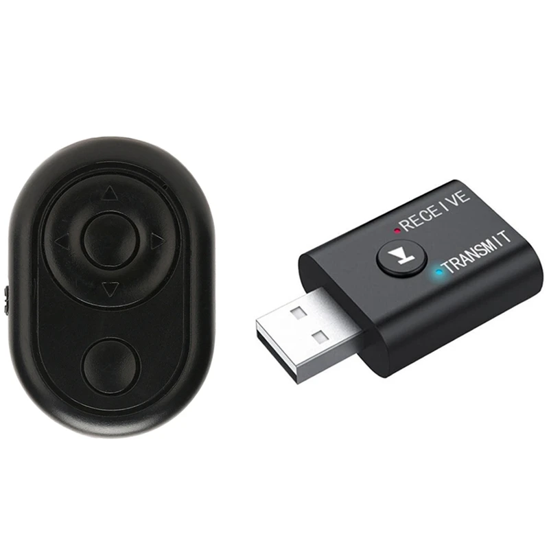 

Flip Remote Bluetooth Page Turning Self Timer Controller Button & USB Bluetooth Audio Transmitter Receiver Adapter