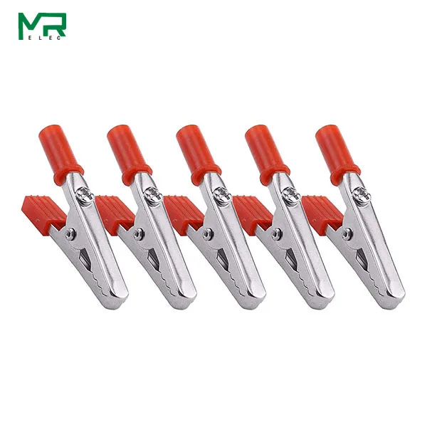 5pcs Red Изолированный зажим типа крокодил, пластиковая ручка, кабель, тест, зарядный зажим, металлический зажим типа крокодил, длина 50 мм - Цвет: 5pcs Red