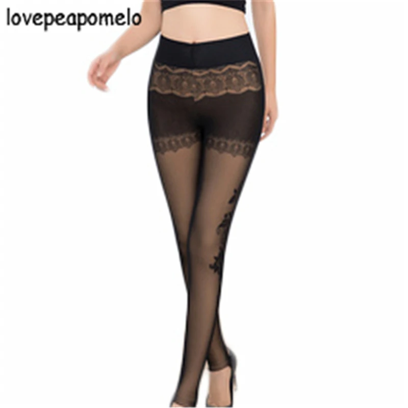 Осенне-зимние кружевные леггинсы с принтом женские плотные бархатные большого