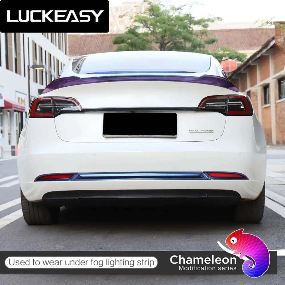 

Фары LUCKEASY для Tesla Model 3, модификация внешней части, ABS, задние противотуманные фары, Декоративная полоса, модель 3 2017-2022, звездное небо, хамелеон