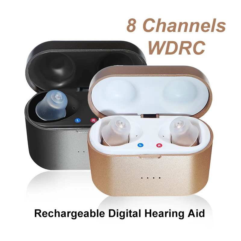 Rechargeable Hearing Aids SR81 Digital Audifonos 8-Channels Adjustable Tone Mini Size Invisible Ear Sound Amplifier for Deafness