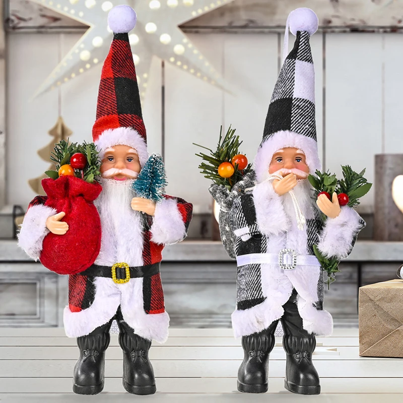 

1 Pc Christmas Tree Decor Christmas Old Man Ornaments Plaid Cloth Santa Claus