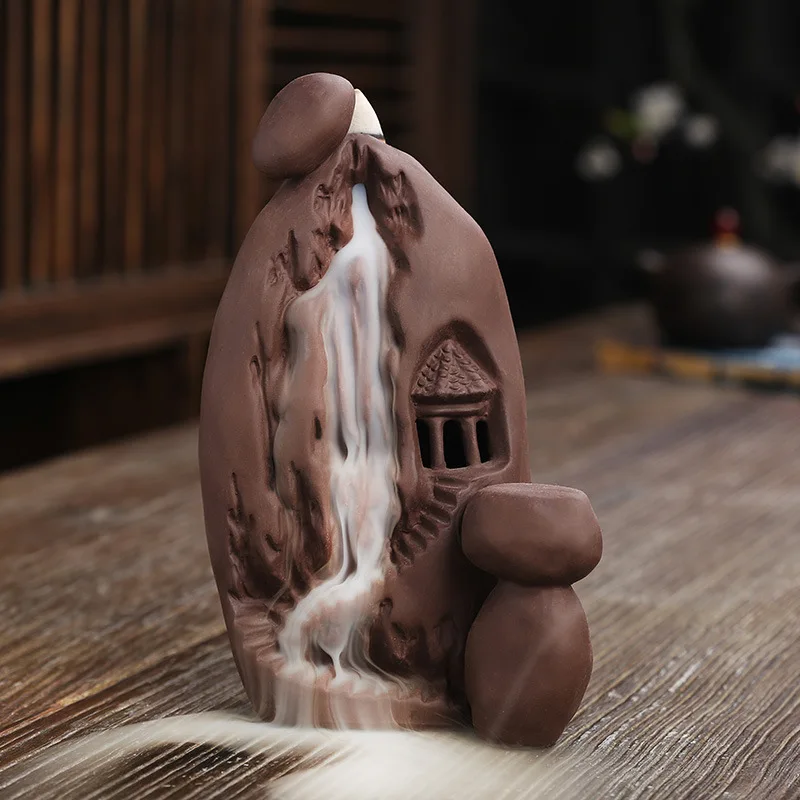 

Purple Clay Backflow Aromatherapy Oven Creative Empty Valley Youshan Mountain Backflow Incense Oven Decorations for Home