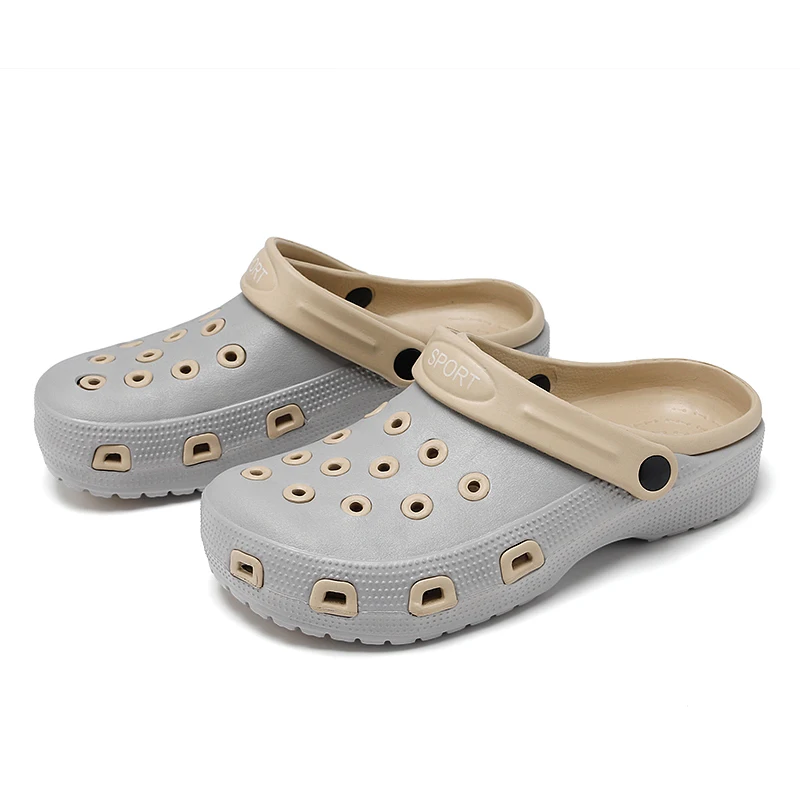 

Men Mules Colgs Sandals Flip Flop Gray Slides Crocks Summer Hole Shoes Crok Rubber PVC Garden Shoes Beach Flat Men Sandals