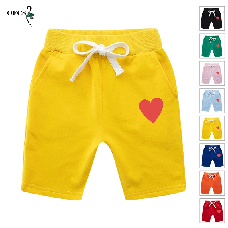 

Hot 2-12Years Boys Gilrs Clothes Fashion Children's Short Summer Cotton Love Casual Elastic Waist Shorts For Active Sports Pants