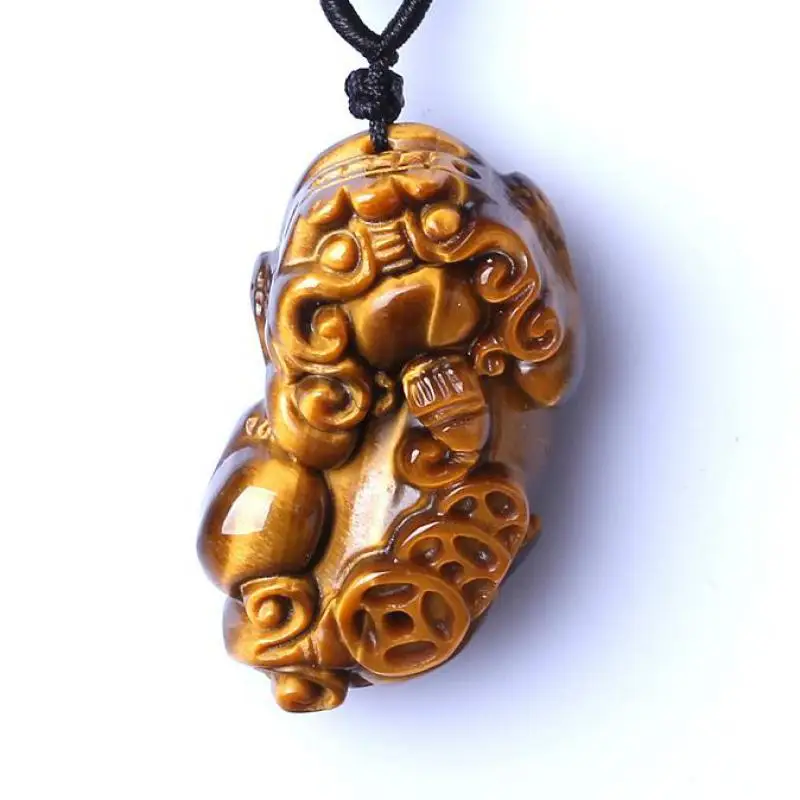 

Tigers Eye Stone Pixiu Pendant Hand Carved Brave Troops Charms Necklace With Chain Fine Jewelry For Men Women Lucky Amulet Gift