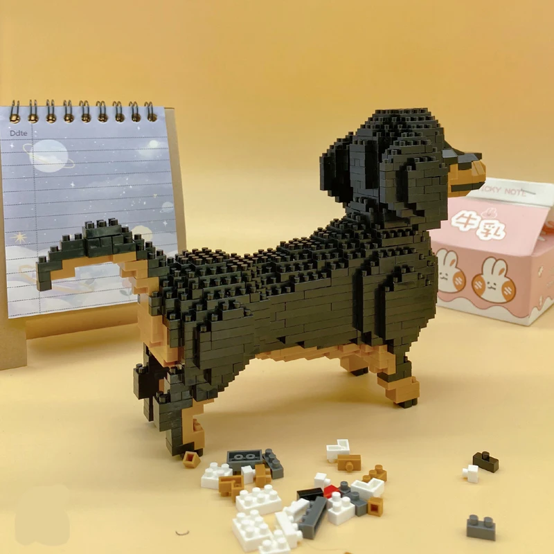 Balody 18244 мультфильм черная такса собака животное 3D модель DIY Мини Алмазные блоки