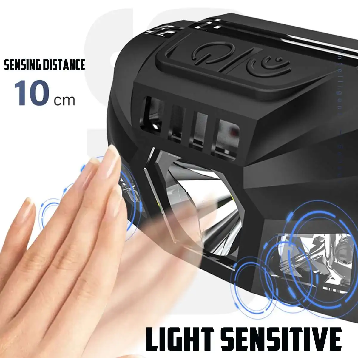 

Outdoor Waterproof Sensor LED Headlight Flashlight Built-in Battery USB Charging Night Light Camping Hunting Headlamp Work Light