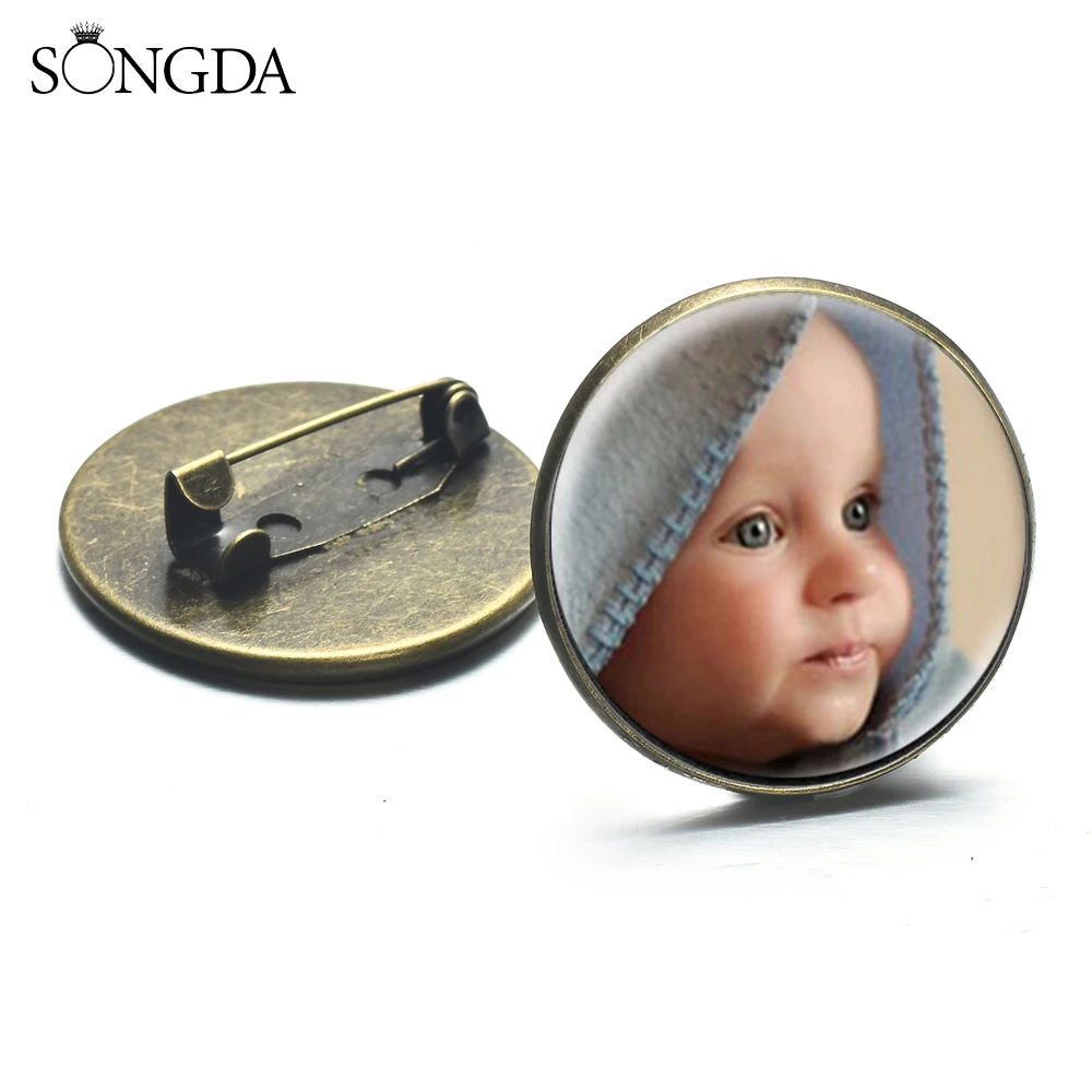 

10pcs Personalized Custom Photo Badges Printed Company Logo Text Picture Lover Family Member Photo Glass Dome Brooch Pins Gift