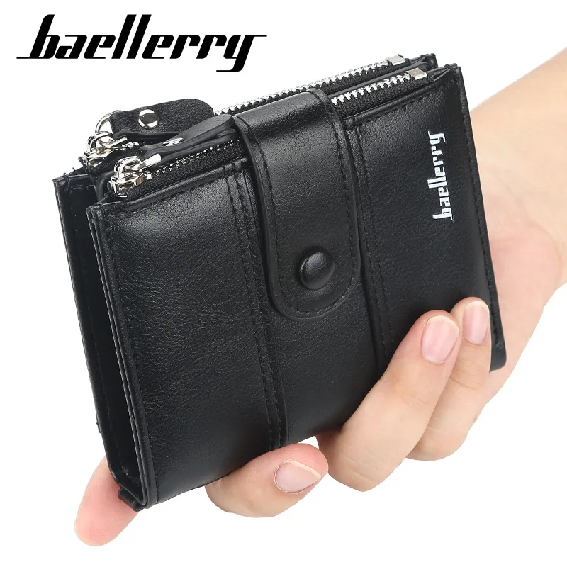 

Винтажный многофункциональный мужской кошелек Baellerry из искусственной кожи на двойной молнии, мужской кошелек с держателем для карт, мужско...