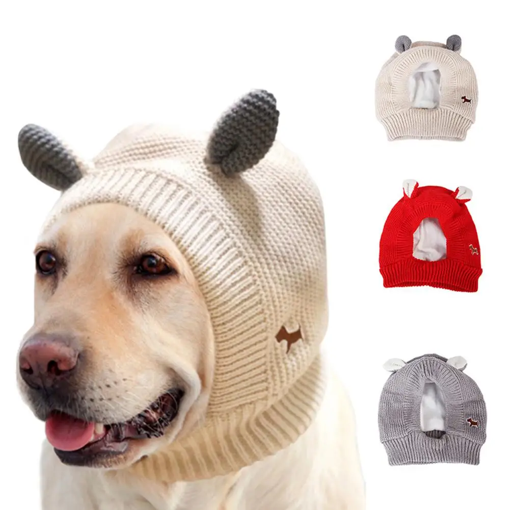

2021 New Rabbit Ear Design Pet Dog Knitted Hat Autumn Winter Windproof Warm Puppy Cap Christmas Hat Knitted Hats