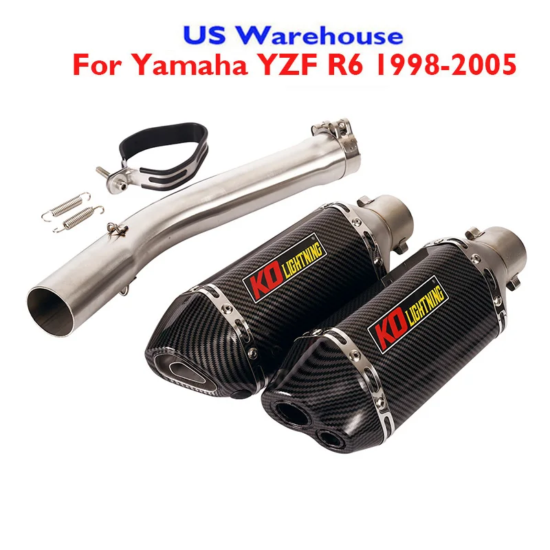 

For Yamaha YZF R6 1998-2005 Motorcycle R6 Exhaust Muffler Silencer with DB Killer Baffle Connect Link Pipe