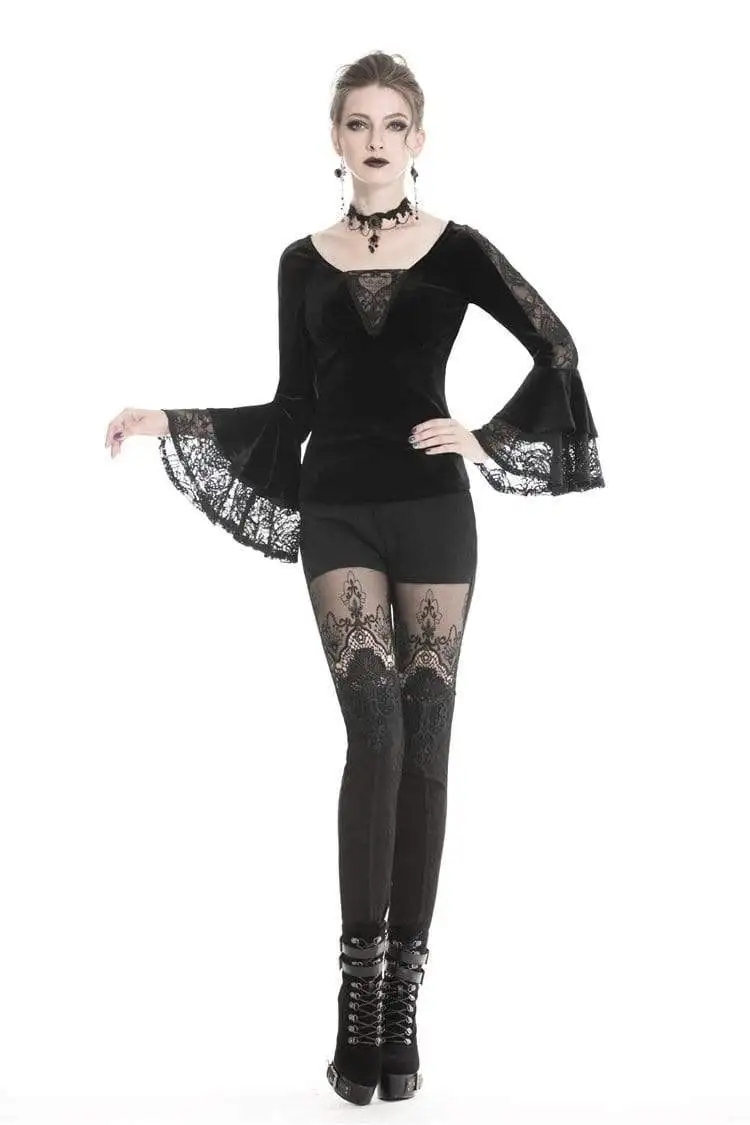 Darkinlove женские готические Многослойные бархатные футболки с рукавами Топы