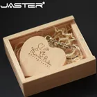 USB флеш-накопитель JASTER в виде сердца из орехового дерева с подарочной коробкой, 8 ГБ, 16 ГБ, 32 ГБ, 64 ГБ