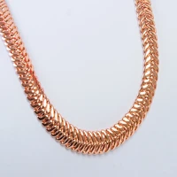woman man 585 rose gold color simple classic atmosphere couple unisex flat snake bone chain necklace 5mm width 40cm length