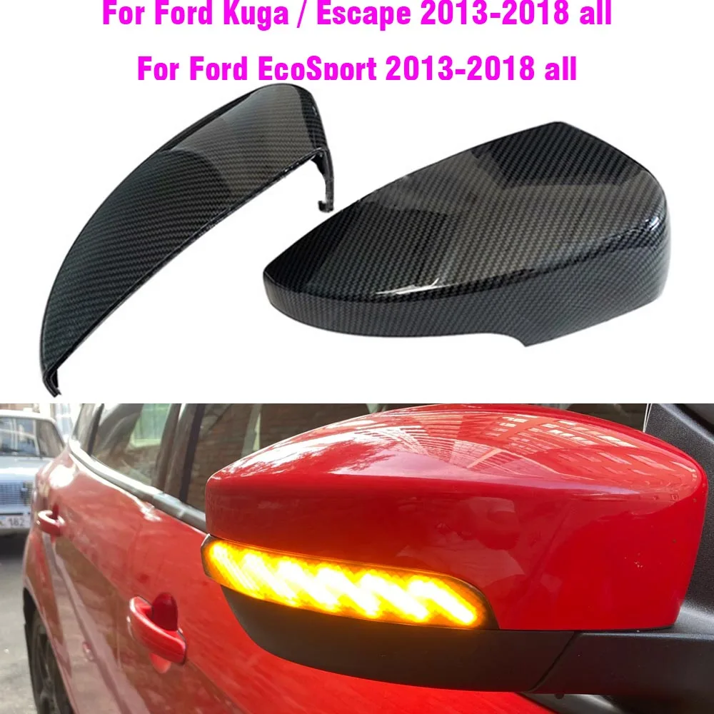 For Ford Kuga Escape C520 EcoSport 2013-2018 Focus 3 MK3 SE ST RS Gloss Black Side Wing  Rearview Mirror Cover Case Caps  US