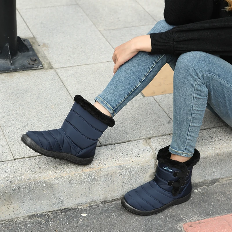 

Women Boots Waterproof Snow Boots Female High Quality Simple Winter Boots Women Warm Ankle Winter Shoes Woman Plus Size 43