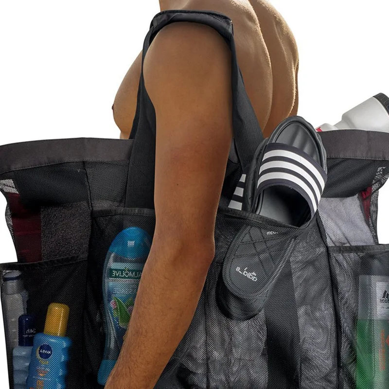 Дорожная Сетчатая Сумка для хранения пляжная сумка плавания сетчатая тканевая