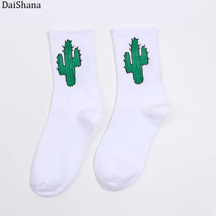 DaiShana/Новое поступление, корейские носки в японском стиле унисекс Harajuku, модные повседневные забавные хлопковые носки с рисунком кактуса, динозавра, белые носки