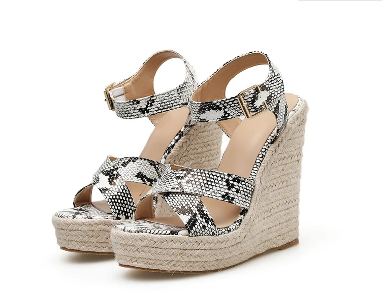 

High quality Women Platform Sandals Fashion Solid High heels Wedges Espadrilles Ladies Open toe Sandals Serpentine