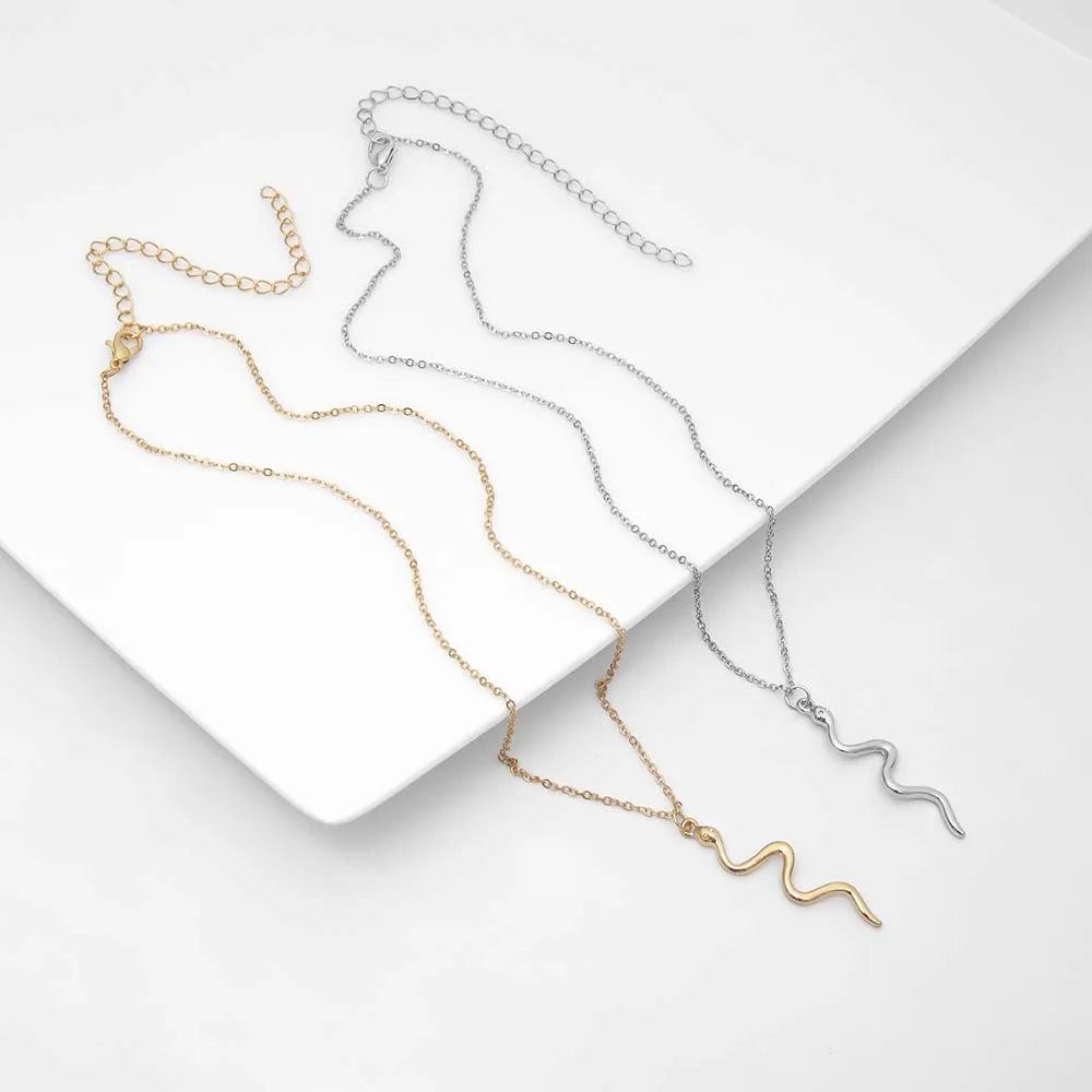 Женское Ожерелье с кулоном в виде змеи колье чокер тонкой цепочкой модное