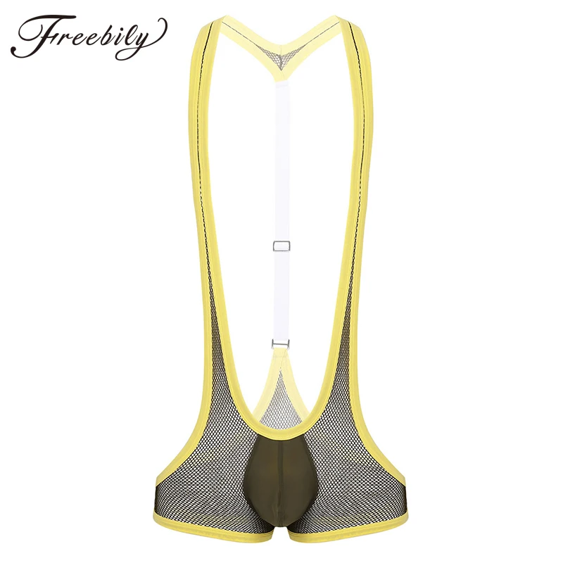 Мужское нижнее белье в сеточку сексуальный костюм для борьбы боди мужчин