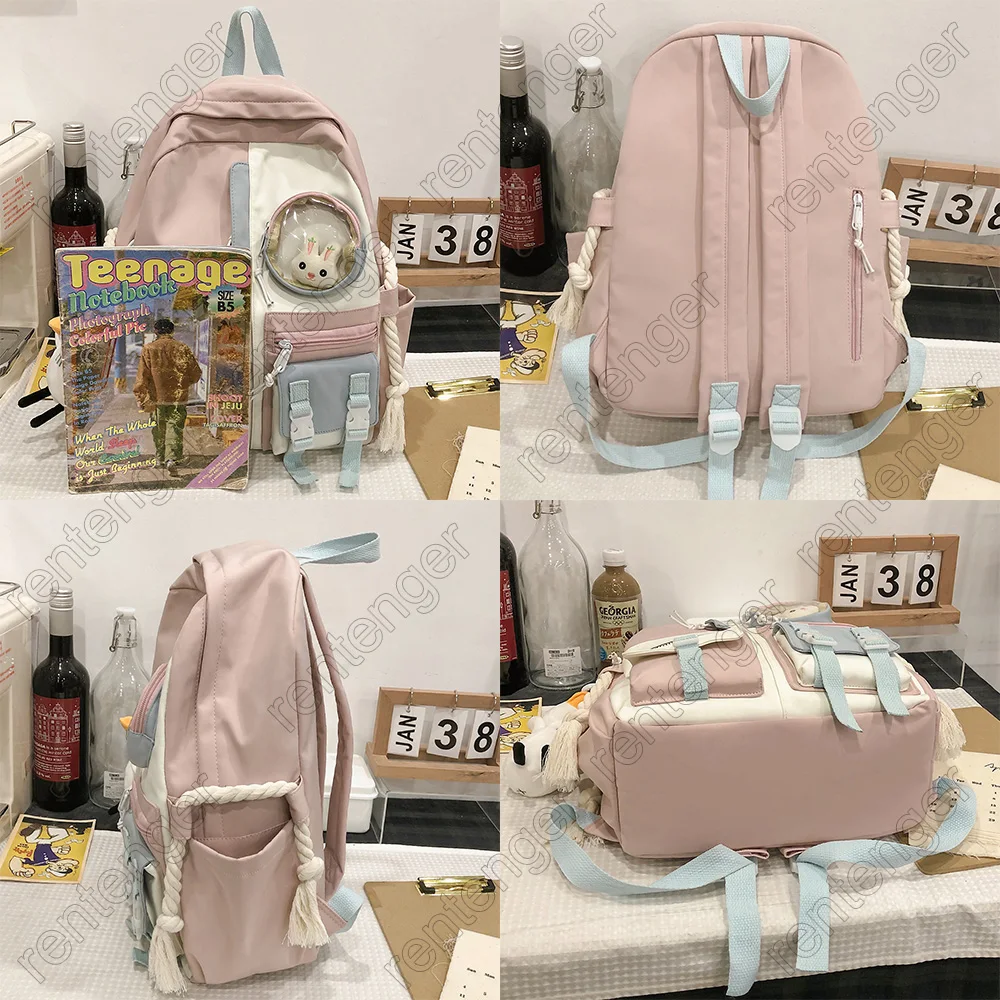 

Women Waterproof Nylon Backpack Student Cute School Bag Kawaii Girl Backpack Laptop Female Fashion Book Bag Buckle Ladies Luxury
