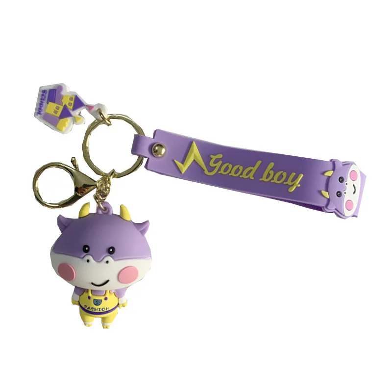 

Cute Strap Cow Keychain Small Fresh Sweet Gift Car Bag Key Ring Girl Valentine Day Creative Pendant Accessories