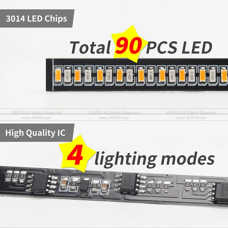 30 см белый Янтарный автомобильный гибкий переключаемый Светодиодный дневной