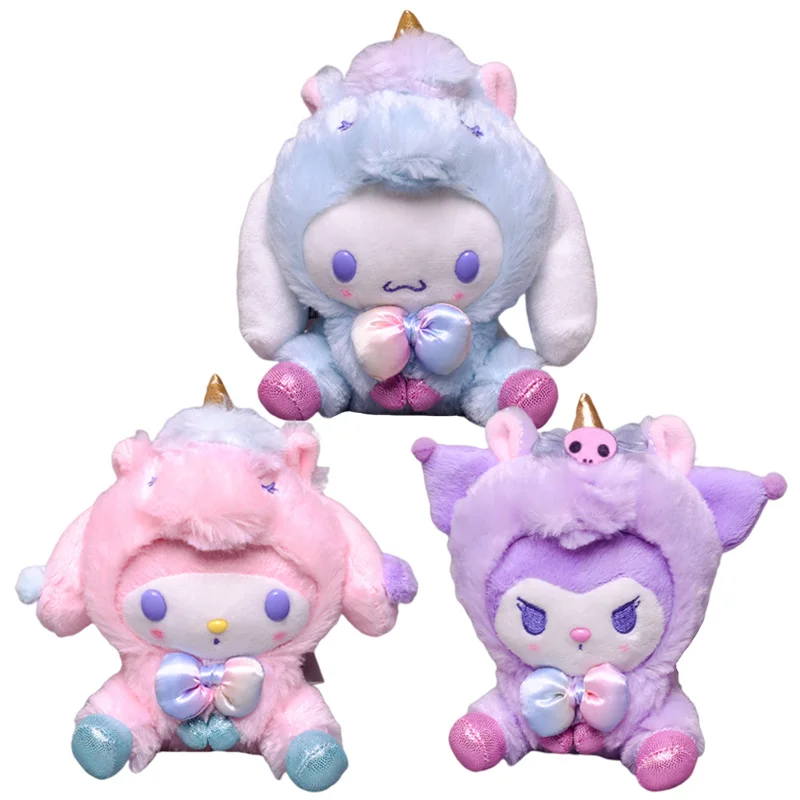 

13 см Мультяшные мягкие животные Kuromi My Melody Cinnamoroll плюшевые кавайные милые мягкие плюшевые куклы для девочек куклы кулон детские подарки