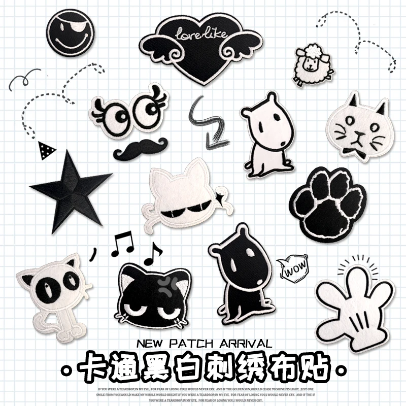 Нашивки с вышивкой в виде аниме кота для одежды значки Аппликации термонаклейки