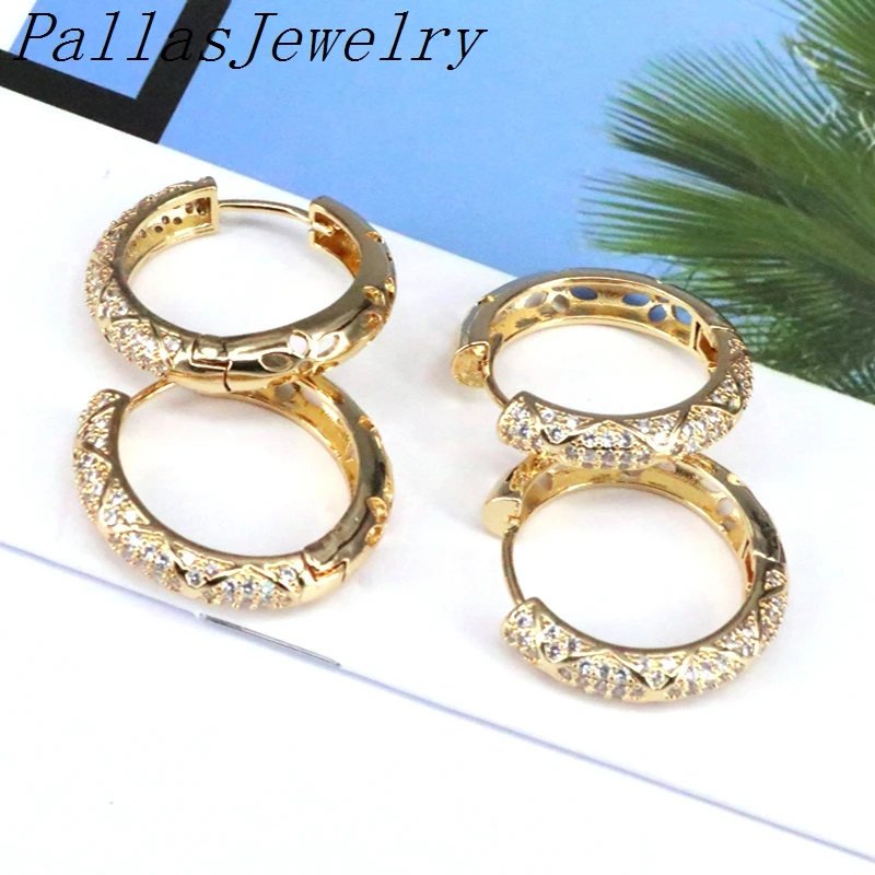 

5Pairs,Cubic Zirconia Big Circle Hoop Gold Color Women's Fashion Party Jewelry CZ Brincos